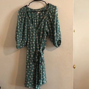 Teal Green Floral Billabong Wrap Dress